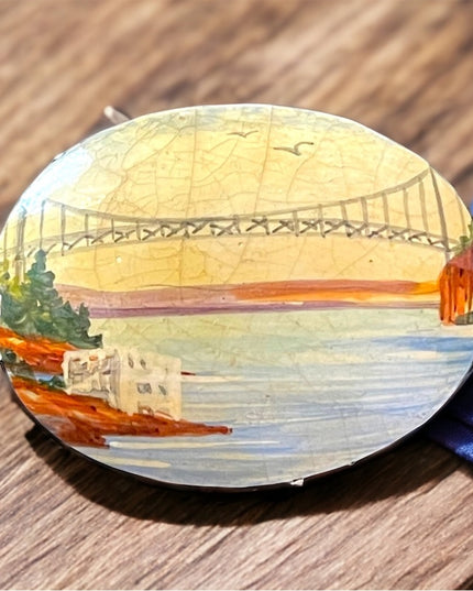 Vintage Hand painted Nova Scotia Bridge brooch