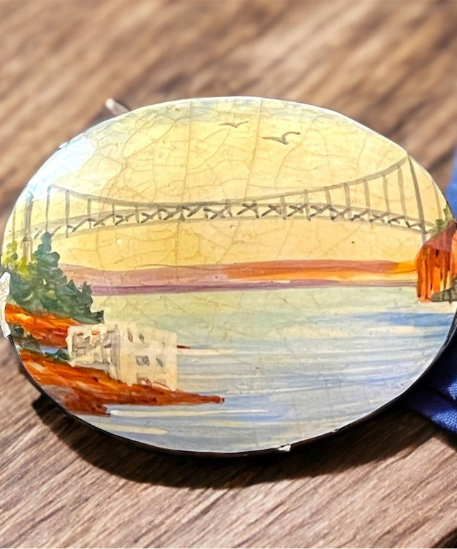 Vintage Hand painted Nova Scotia Bridge brooch