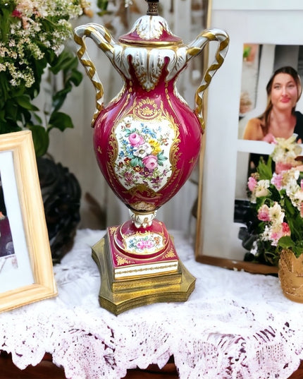 Antique Eduardian Limoges French Hand painted lamp