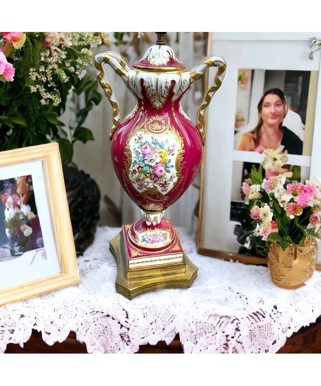 Antique Eduardian Limoges French Hand painted lamp