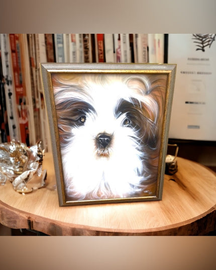 1996 Painting Schizu animal dog Signed canvas painting