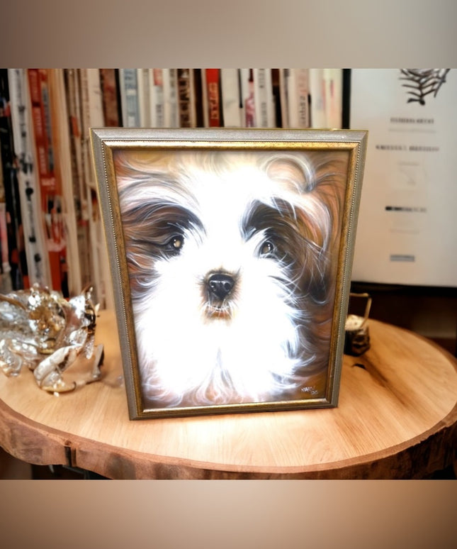 1996 Painting Schizu animal dog Signed canvas painting