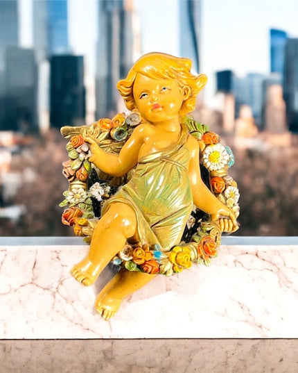 Vintage Simonetti Dep Italy Italian ANGEL wall ornament Cherub Hand painted