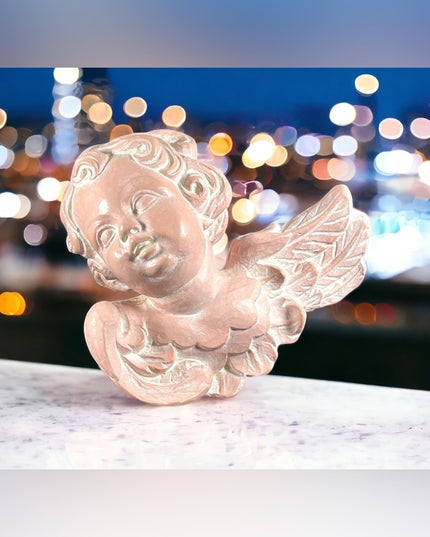 Vintage Hand painted Art Deco 3D Angel cherub wall hanging plaster SOLID heavy