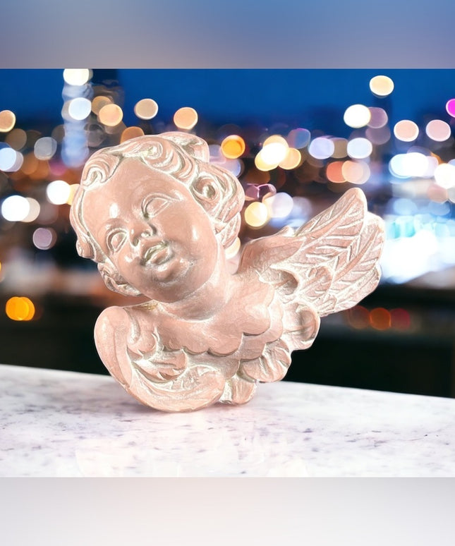 Vintage Hand painted Art Deco 3D Angel cherub wall hanging plaster SOLID heavy