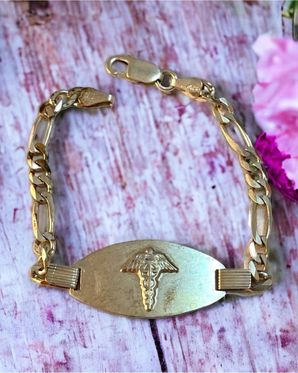 Vintage sterling silver medical bracelet 6”