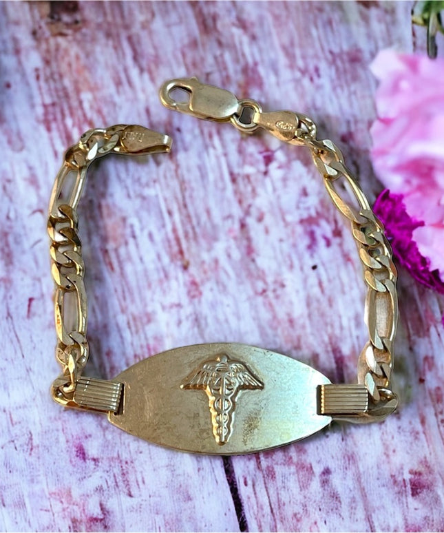Vintage sterling silver medical bracelet 6”