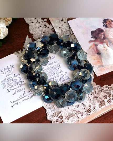 Ali Khan New York Crystal cluster bracelet Black & clear fancy design cha cha
