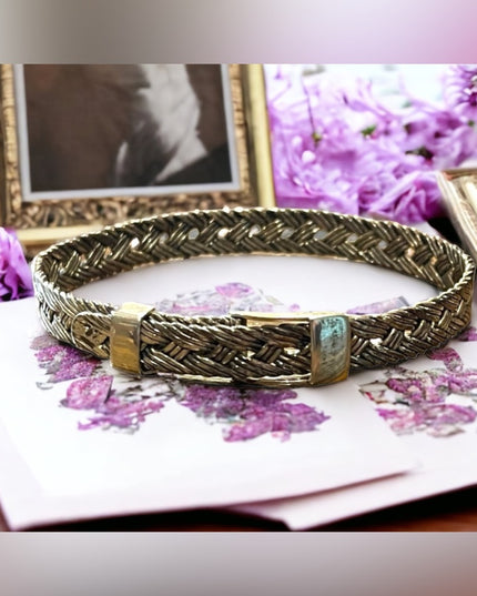 Lovely Antiqued ATI 925 Thai Braided buckle bangle bracelet sterling silver