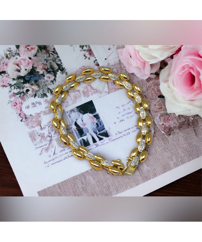 Sterling silver gold plt illusion link bracelet