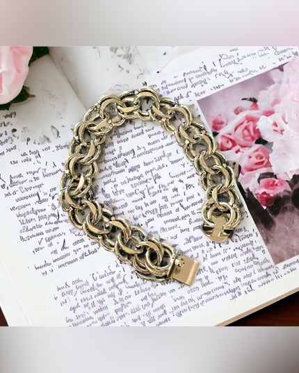 Vintage Chunky sterling silver bracelet 925 Charm