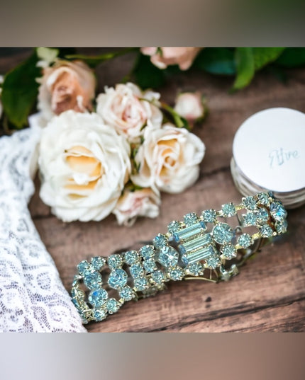 Vintage High Quality Fancy sky topaz blue crystal bracelet
