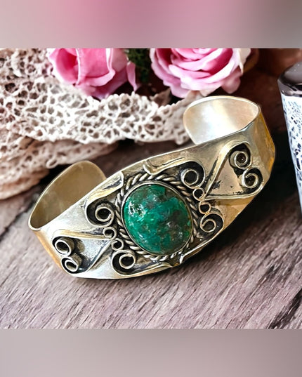 Vintage J Comes Taxco Mexico 925 turquoise cuff bracelet RARE handmade
