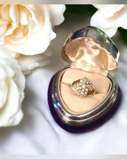 - 14k Gold 1 TCW Diamond cluster ring w/Appraisal
