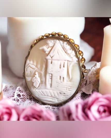Antique 14k Gold Filled shell Carved Cameo brooch