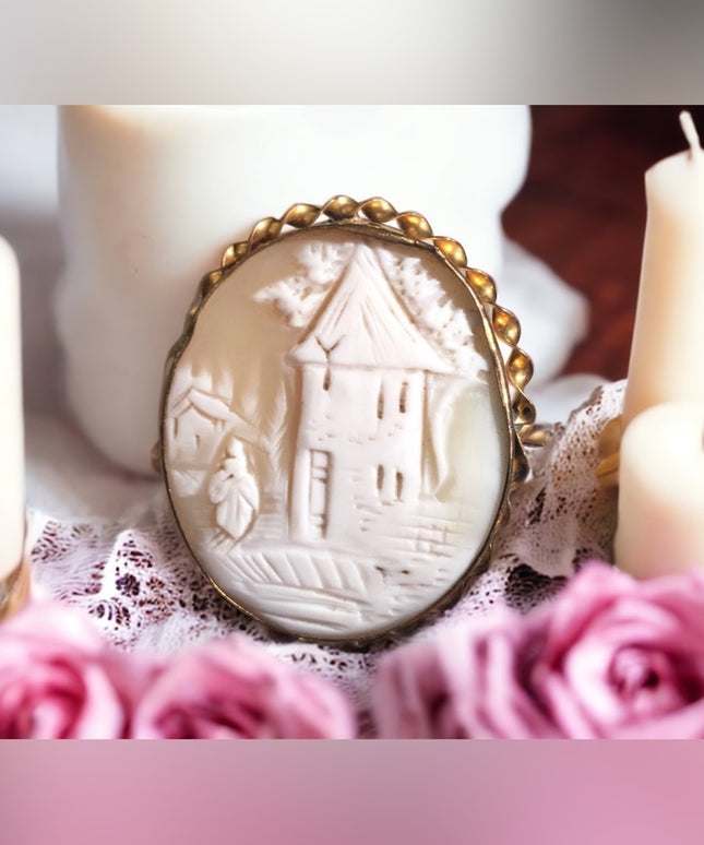 Antique 14k Gold Filled shell Carved Cameo brooch