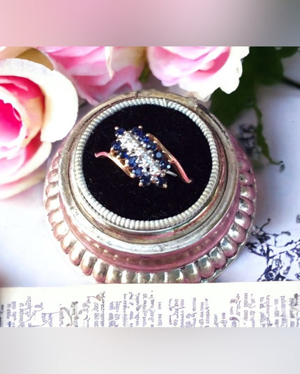 10k gold diamond and  sapphire diamond ring vintage bypass