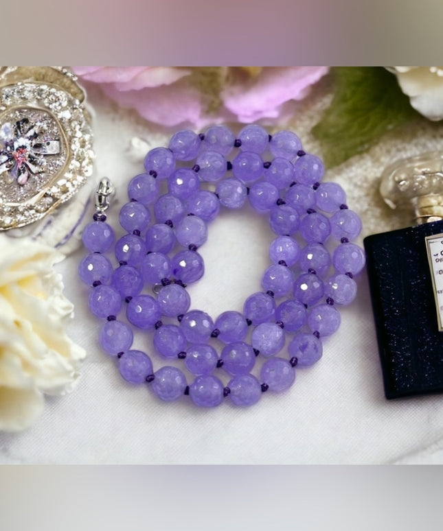 Beautiful Lilac faceted Amethyst stone bead necklace