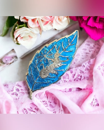 Vintage Sterling silver 925 Niello Siam dancing goddess Blue enamel brooch