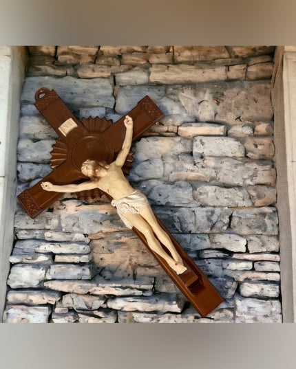Vintage Resin Crucifix cross Jesus detailed 1950s