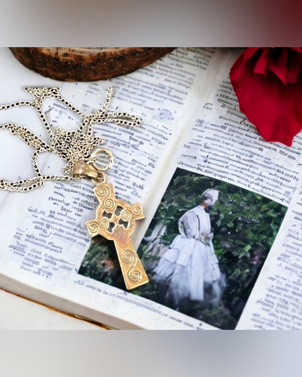 sterling silver chain with sterling silver celtic cross pendant necklace