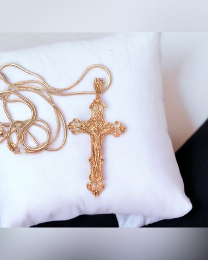 Sterling silver large crucifix cross necklace Fancy religious
