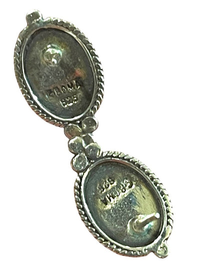 Sterling Silver ROMA 925 Lapis Lazuli Oval Bali design earrings