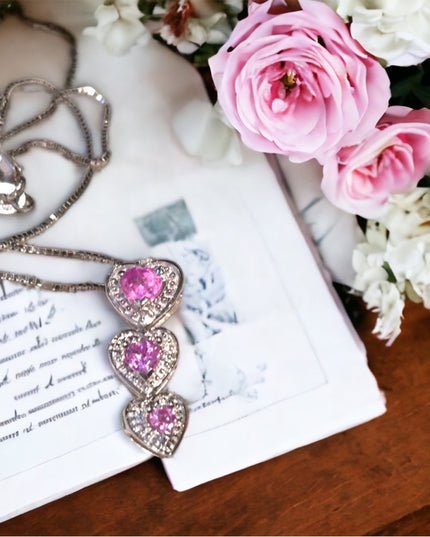 14k & 10k White gold pink topaz heart necklace 💗