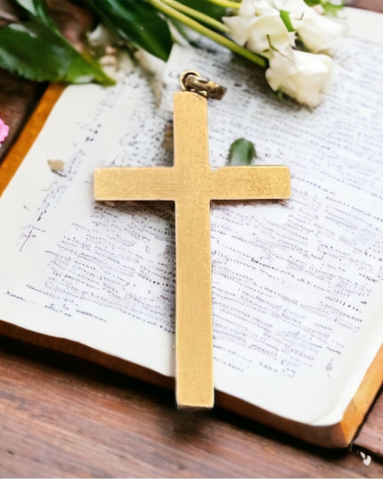 Antique Hand crafted 14k Rose Gold Cross Pendant