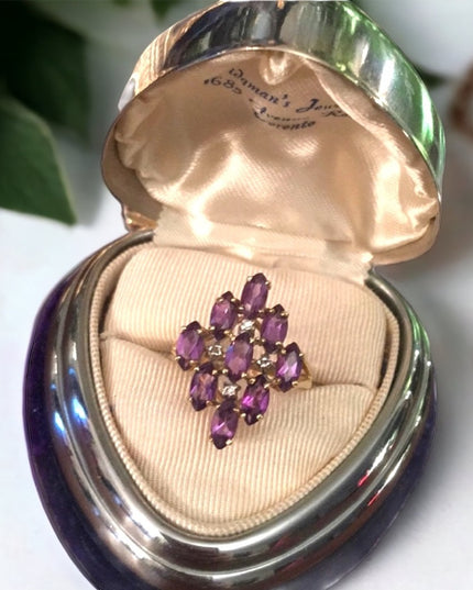 10k Diamond & Amethyst Cocktail ring w/appraisl