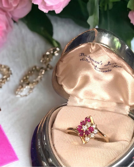 14k Gold Ruby & Diamond cocktail ring