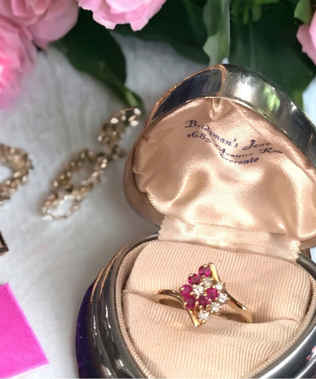 14k Gold Ruby & Diamond cocktail ring