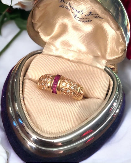 14k gold Diamond & Ruby wedding Band