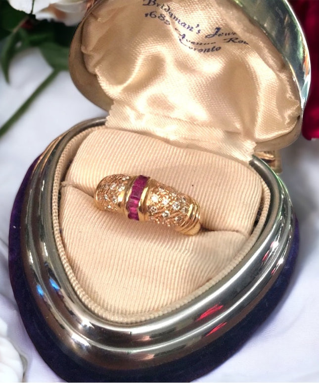 14k gold Diamond & Ruby wedding Band