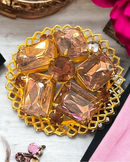 Vintage purple crystal fancy brooch