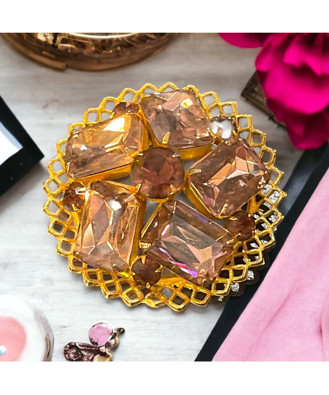 Vintage purple crystal fancy brooch