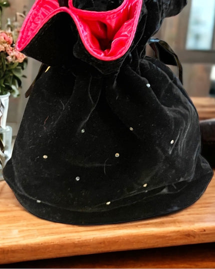 Victoria Secret black velvet with rhinestone evening bag wristlet