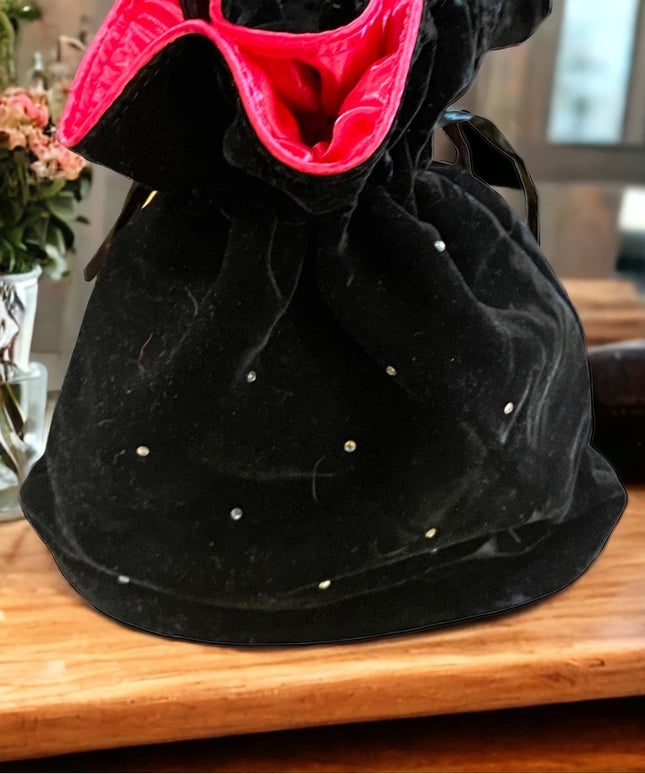 Victoria Secret black velvet with rhinestone evening bag wristlet