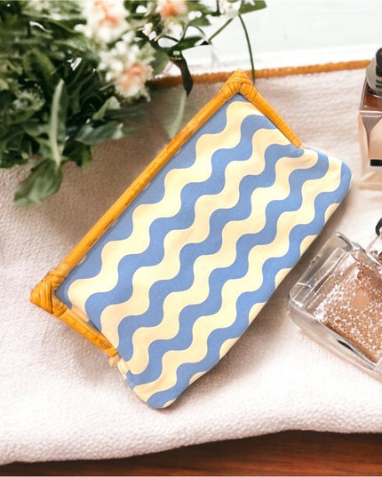 Donna dixon summer Clutch blue stripes waves cotton Nautical beach
