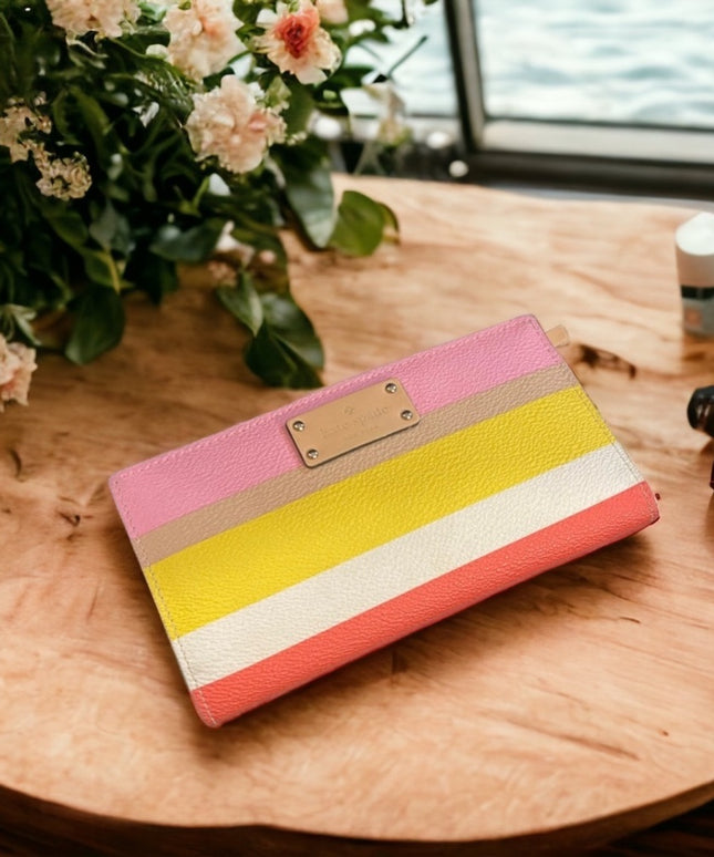 Kate Spade leather colorful Striped wallet