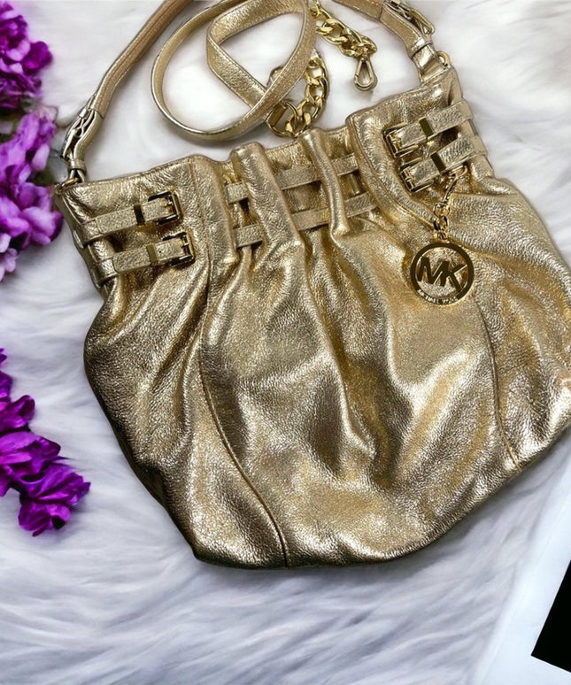 Lovely Gold Metalic Michael Kors Large shoulder bag hobo