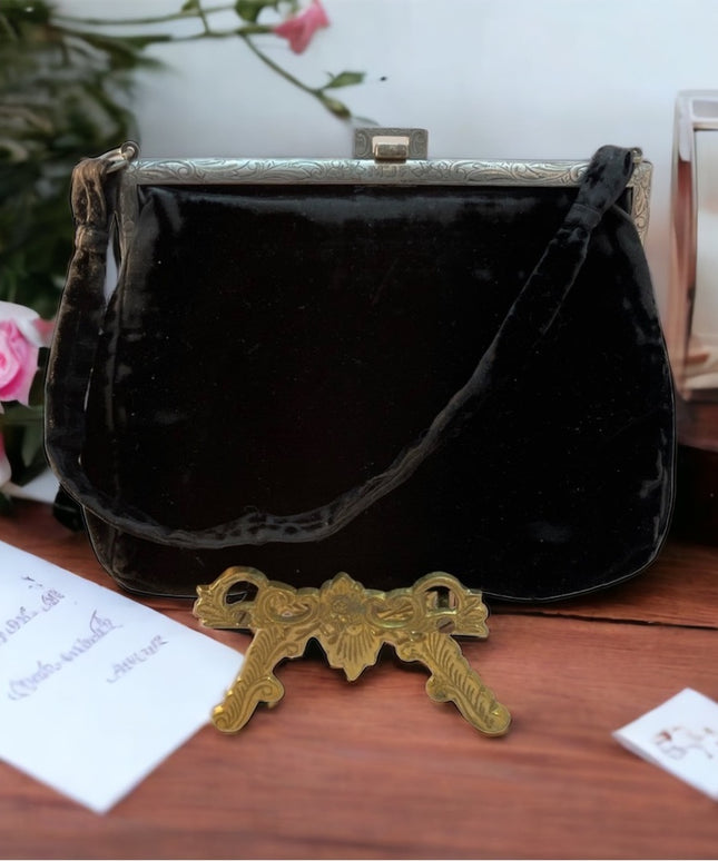 - Antique Sterling silver velvet Victorian Purse 1800s