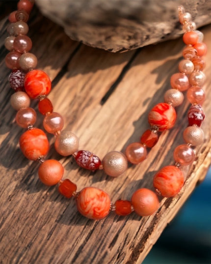 Vintage 1950s Plastic and glass necklace Orange