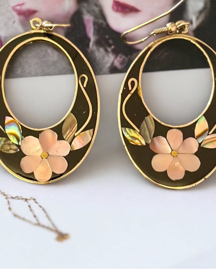 Alpaca silver Mexixo Dangel flower earrings