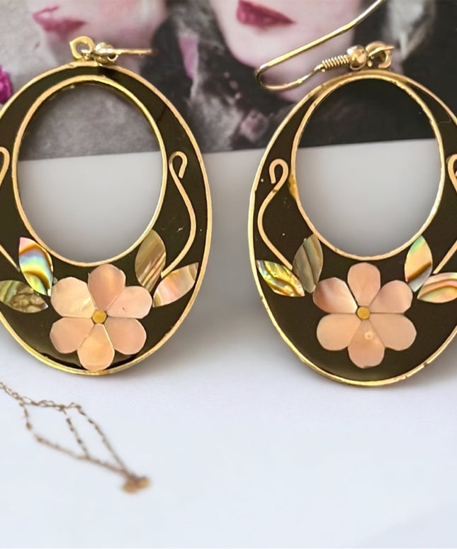 Alpaca silver Mexixo Dangel flower earrings