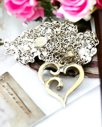 Vintage Sterling silver 925 heart pendant necklace