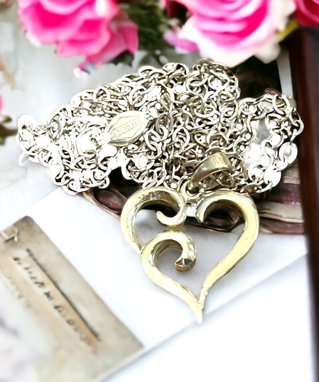 Vintage Sterling silver 925 heart pendant necklace
