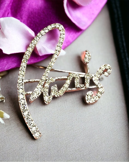 Vintage Crystal Rhinestone “PARIS” Brooch silver finish fancy