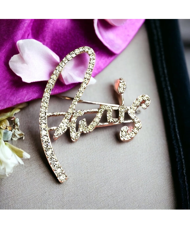 Vintage Crystal Rhinestone “PARIS” Brooch silver finish fancy