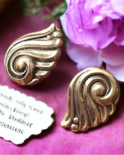 Vintage art deco sterling silver 925 Wave fancy screw back earrings